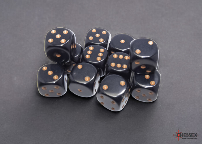 Chessex Opaque Black/gold 16mm d6 (CHX25628