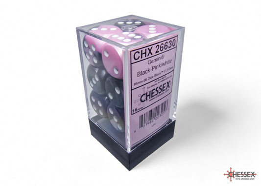 Chessex Gemini Black-Pink/white 16mm d6 (CHX26630)