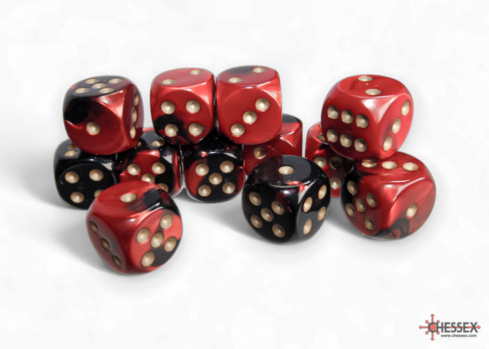 Chessex Gemini Black-Red/gold 16mm d6 (CHX26633)