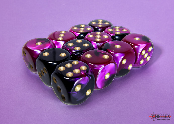 Chessex Gemini Black-Purple/gold 16mm d6 (CHX26640)