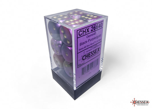 Chessex Gemini Black-Purple/gold 16mm d6 (CHX26640)