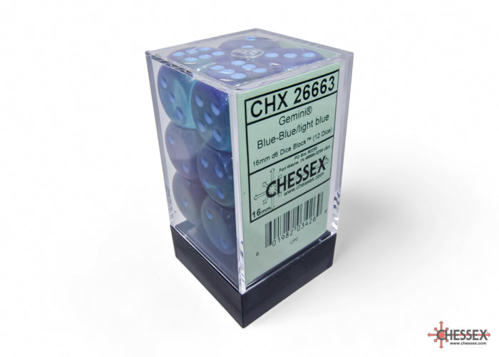 Chessex Gemini Blue-Blue/light blue Luminary 16mm d6 (CHX26663)