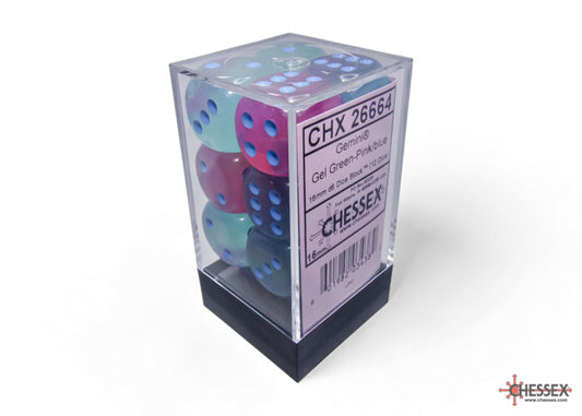 Chessex Gemini Gel Green-Pink/blue Luminary 16mm d6 (CHX26664)