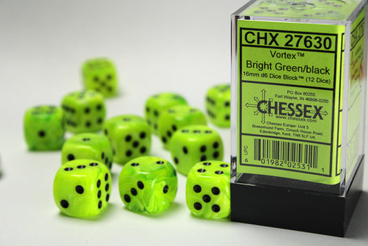 Chessex Vortex Bright Green/black 16mm d6 (CHX27630)