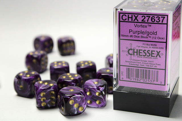 Chessex Vortex Purple/gold 16mm d6 (CHX27637)