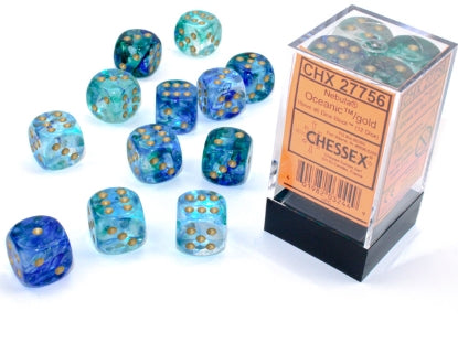 Chessex Nebula Oceanic/gold Luminary 16mm d6 (CHX27756)