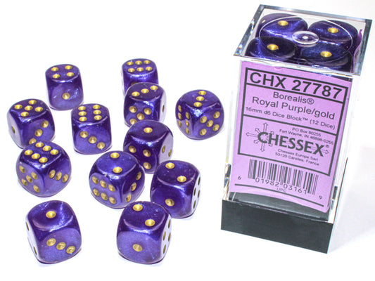 Chessex Borealis Royal Purple/gold Luminary 16mm d6 (CHX27787)